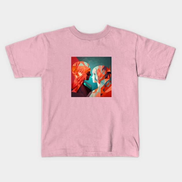 Abstract illustration of couple man and woman Kids T-Shirt by KOTYA